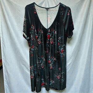 Torrid Green Velvet Floral Dress